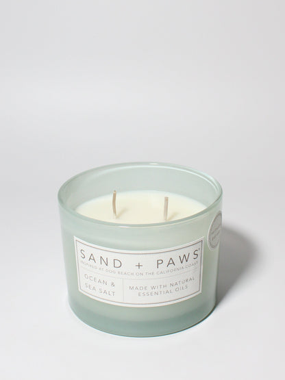 Cozy Sand + Paws Ocean & Sea Salt 12 oz scented candle