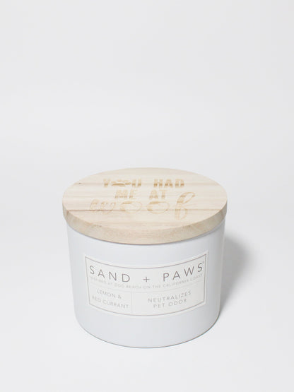 Cozy Sand + Paws Lemon & Red Currant 12 oz scented candle