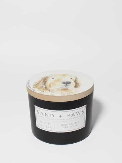 Cozy Sand + Paws White Vanilla 12 oz scented candle