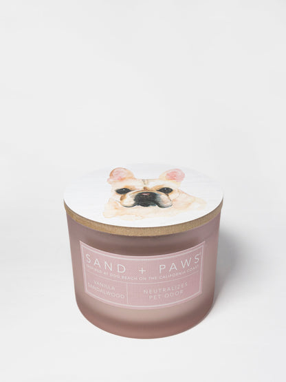 Cozy Sand + Paws Vanilla Sandalwood 12 oz scented candle