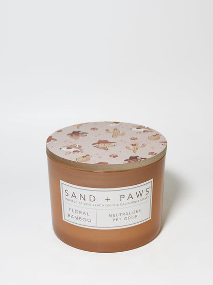 Cozy Sand + Paws Floral Bamboo 12 oz scented candle