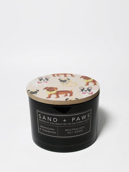 Cozy Sand + Paws Mahogany & Teakwood 12 oz scented candle