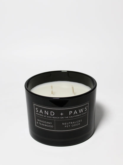 Cozy Sand + Paws Mahogany & Teakwood 12 oz scented candle
