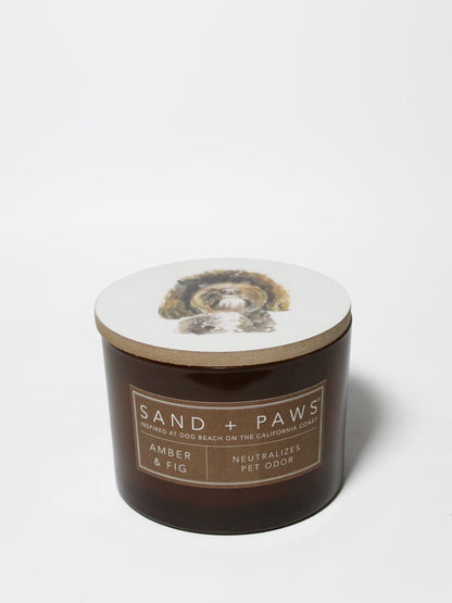 Cozy Sand + Paws Amber & Fig 12 oz scented candle