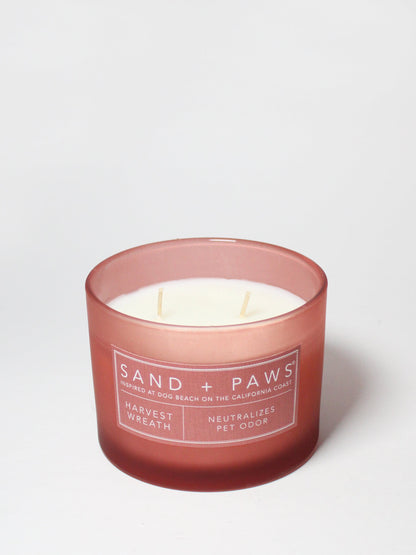 Cozy Sand + Paws Harvest Wreath 12 oz scented candle