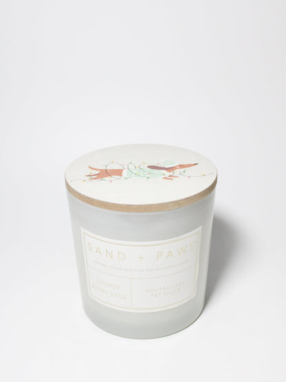 Cozy Sand + Paws Juniper Berry Sage 21 oz scented candle