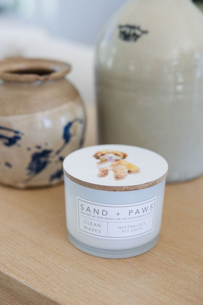Cozy Sand + Paws Clean Waves 12 oz scented candle
