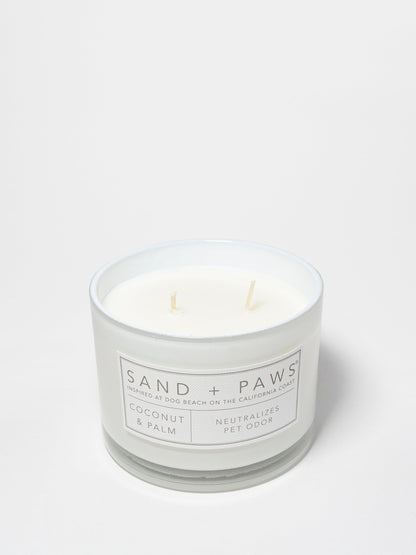 Cozy Sand + Paws Coconut & Palm 12 oz scented candle