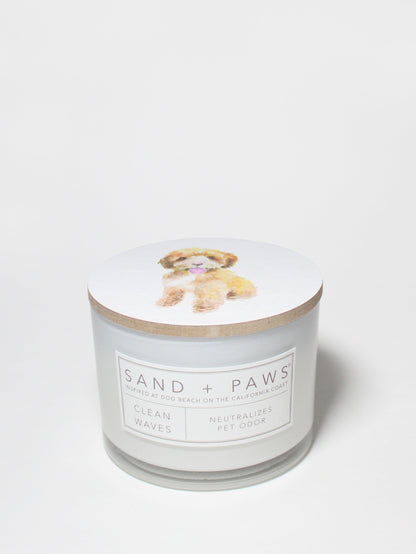 Cozy Sand + Paws Clean Waves 12 oz scented candle