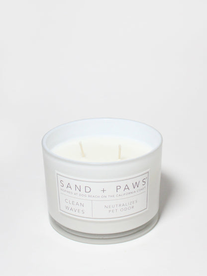 Cozy Sand + Paws Clean Waves 12 oz scented candle