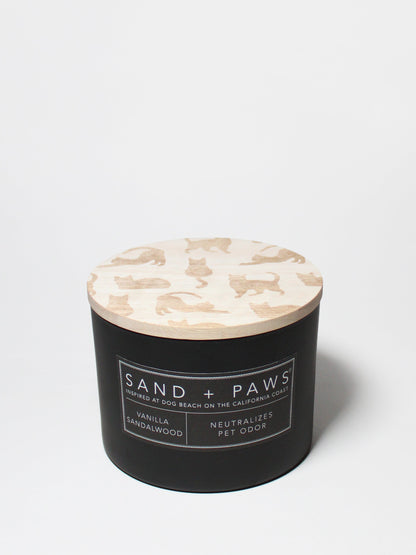 Cozy Sand + Paws Vanilla Sandalwood 12 oz scented candle