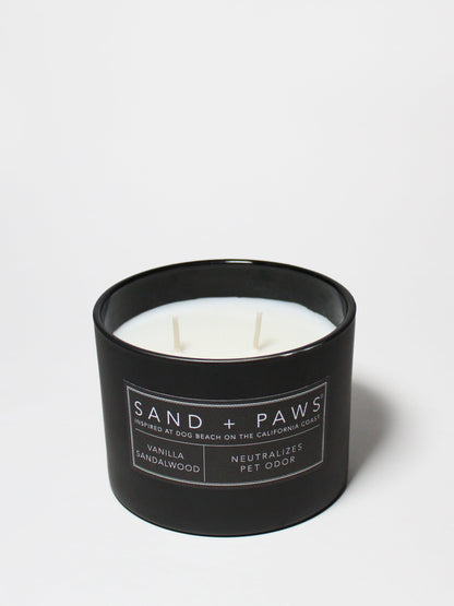 Cozy Sand + Paws Vanilla Sandalwood 12 oz scented candle